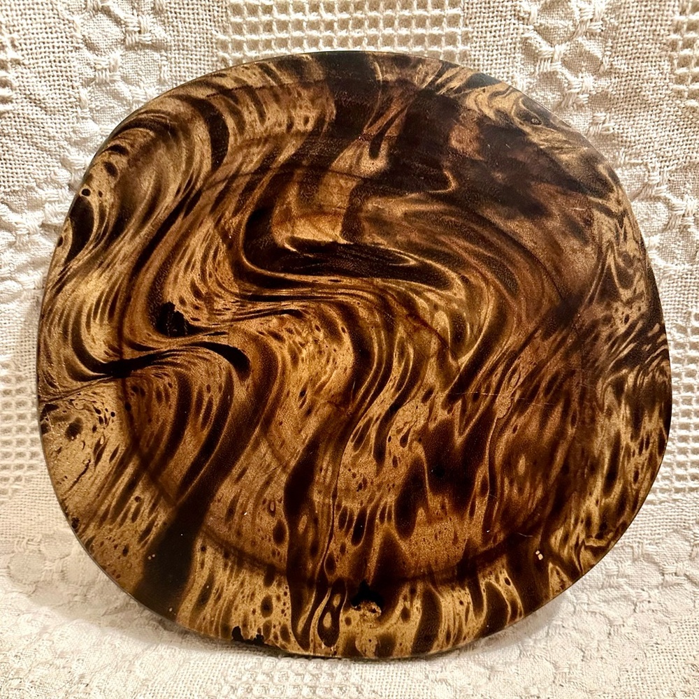 Footed Serving Board Lipper International Acacia Burl Finish Solid Wood Thailand